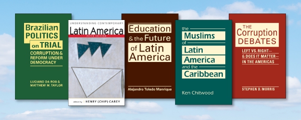 five book covers on a background of a blue sky with white clouds